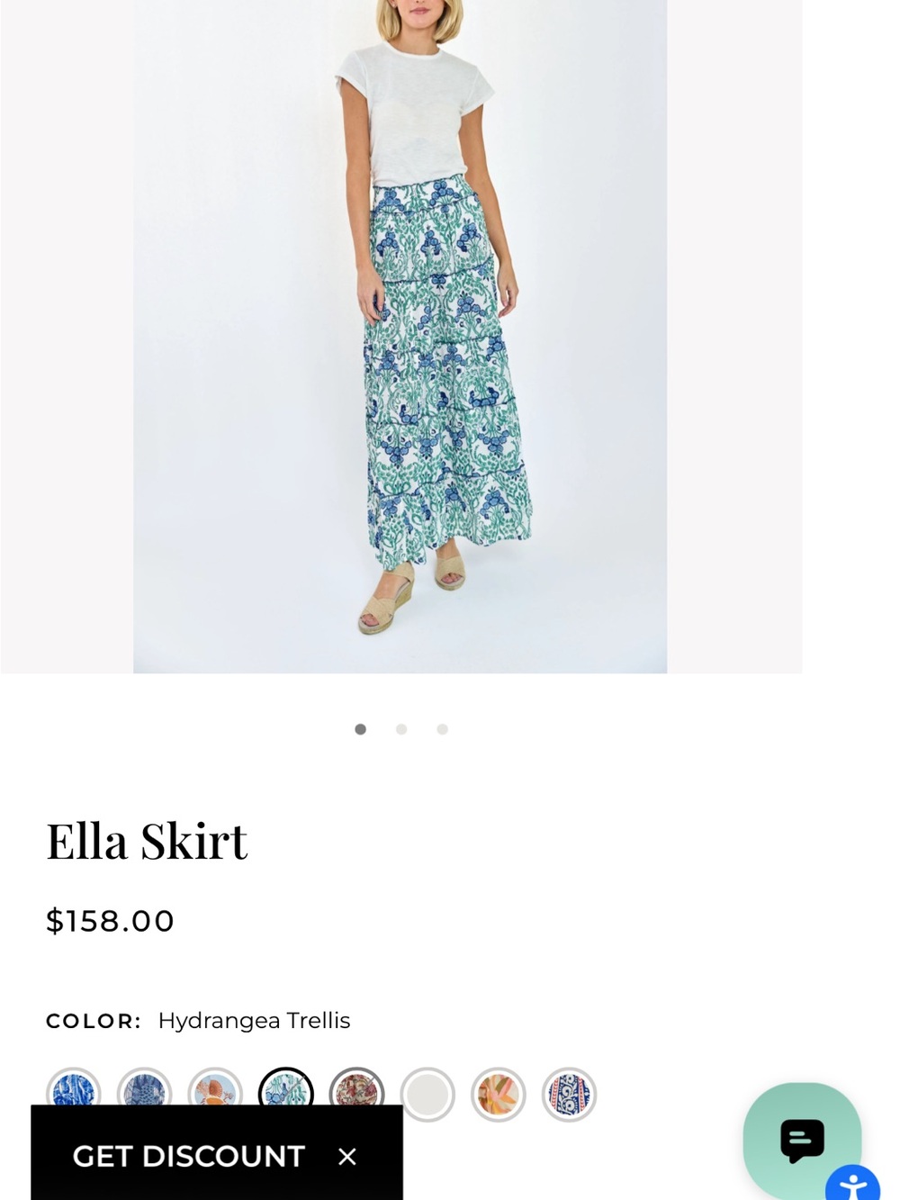 CHARLESTON SHOE CO. White Maxi Skirt with Blue & Green Floral Print - Picture 6 of 9